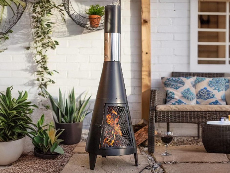 VIVZONE Outdoor Steel Chiminea Patio Heater: Wood-Burning