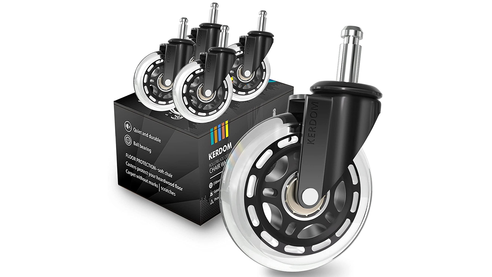 KERDOM Replacement Rubber Chair Casters Hardwood Floors