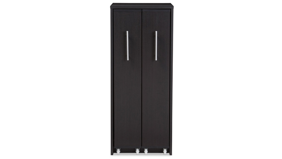 Skyline Decor Dark Brown Wood Bookcase: Pulled-out Doors - Autonomous.ai