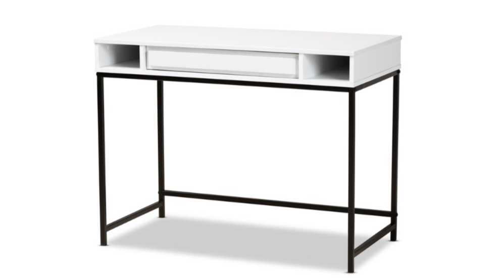 Skyline Decor White Finished Wood And Black Metal: 1-drawer Desk - Autonomous.ai