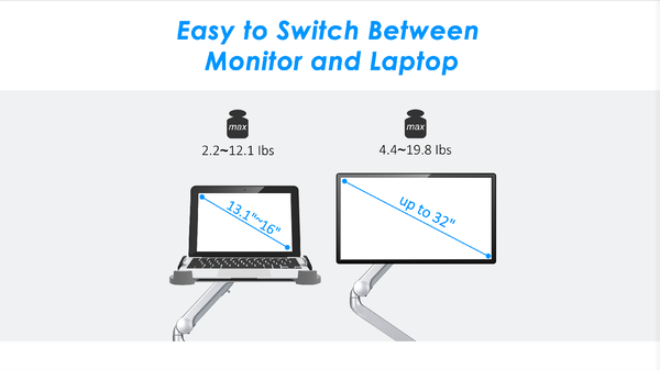 Height adjustable laptop mount arm