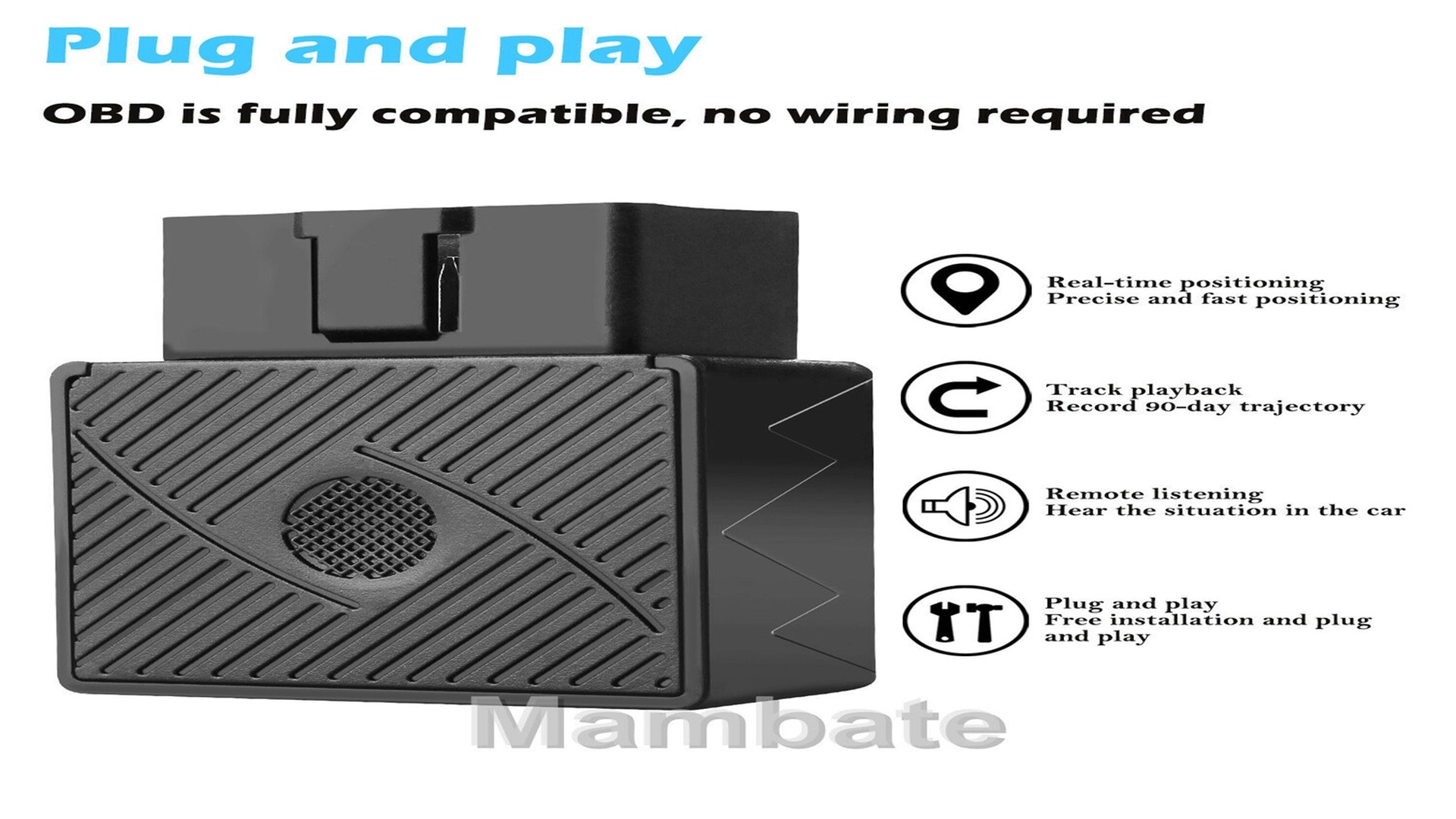 OBDII interface, plug and play, easy installation