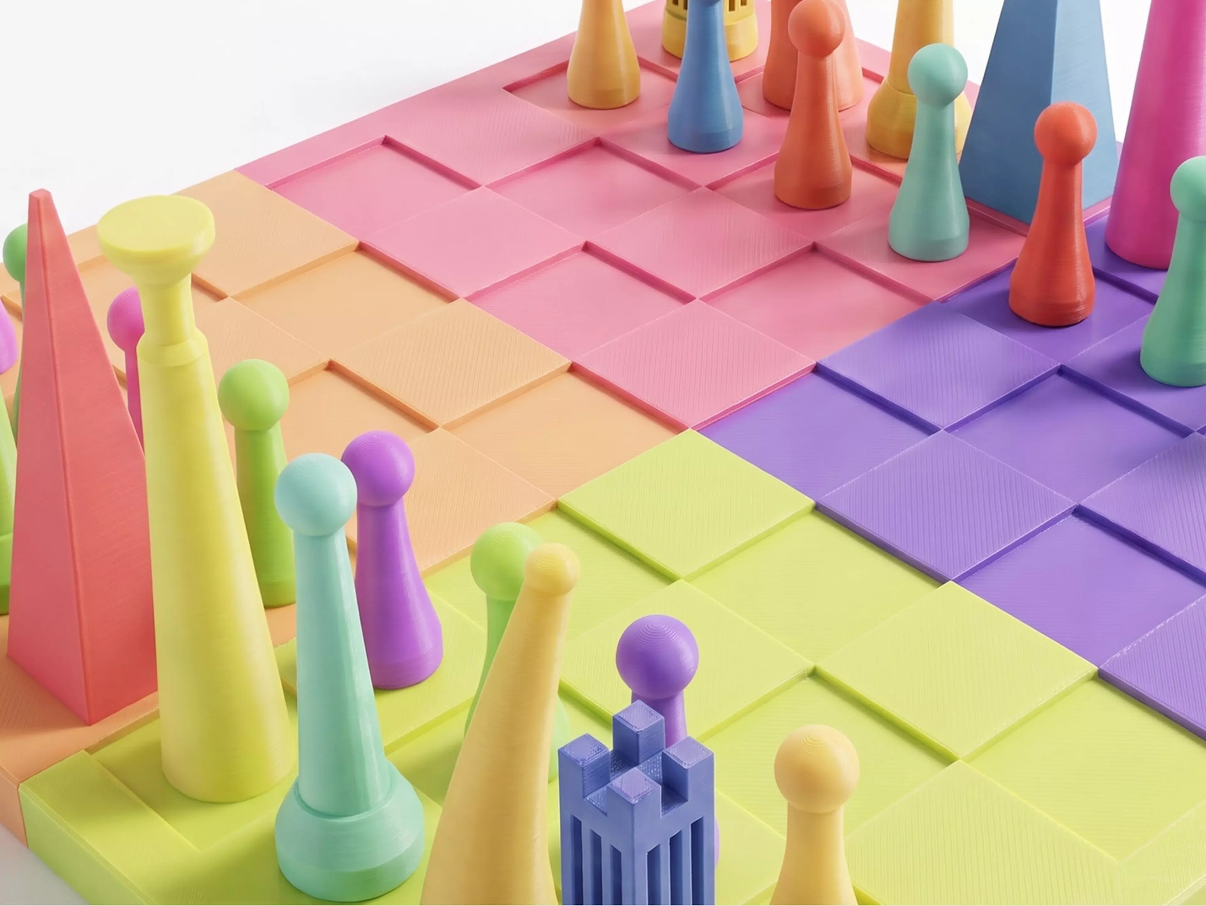A 3D-printable 2030 sf chess set (f).