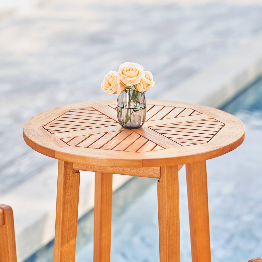 VIFAH Kapalua Honey Eucalyptus Wooden Outdoor Bar Table