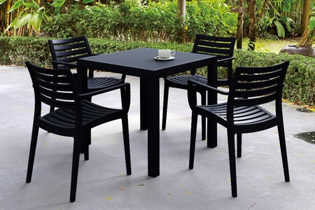 Compamia Artemis Resin Square Dining Set with 4 Arm Chairs: Outdoor