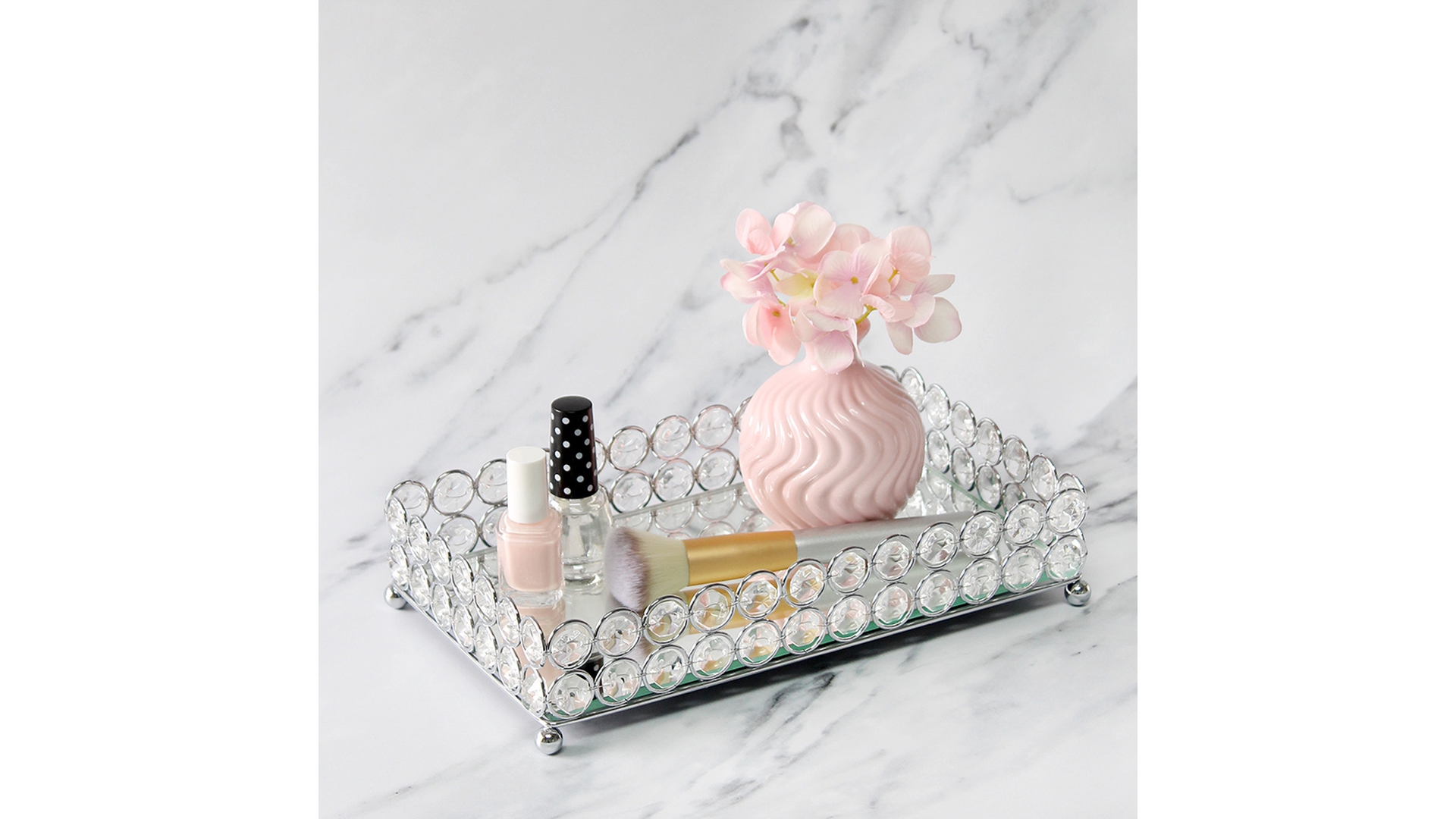 All the Rages Elipse Crystal and Chrome Mirrored Vanity Tray