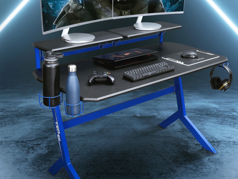Techni Mobili Blue Stryker Gaming Desk