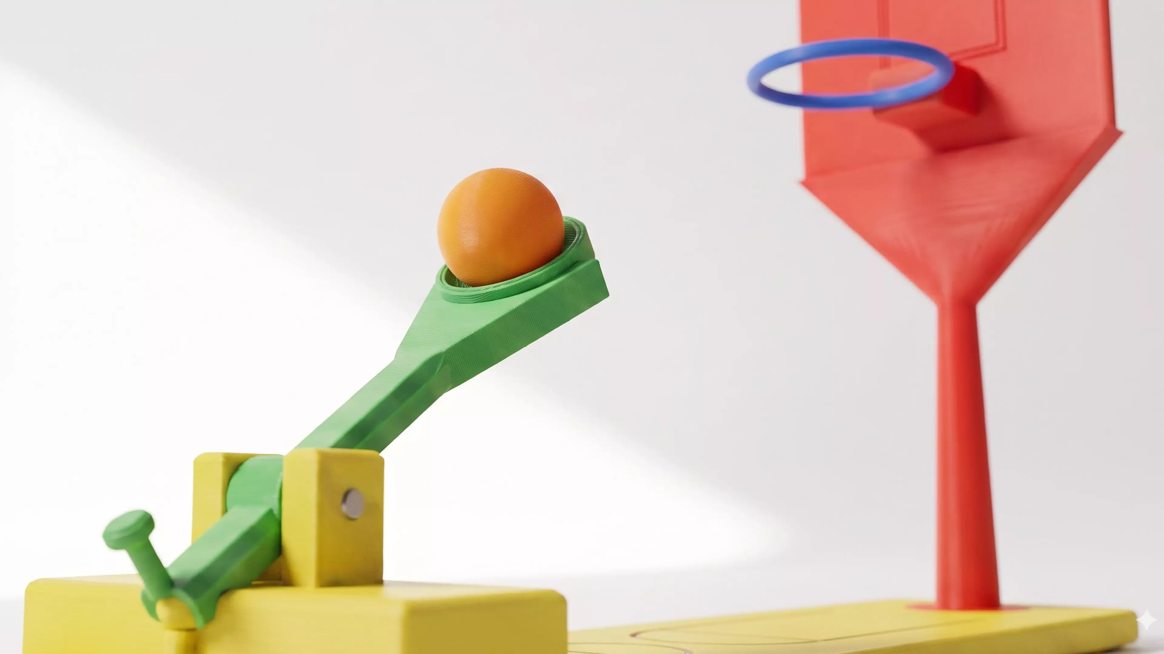A fun shooting game for basketball lovers.
Place the ball on the lever and shoot it.
Whoever scores the most, win.