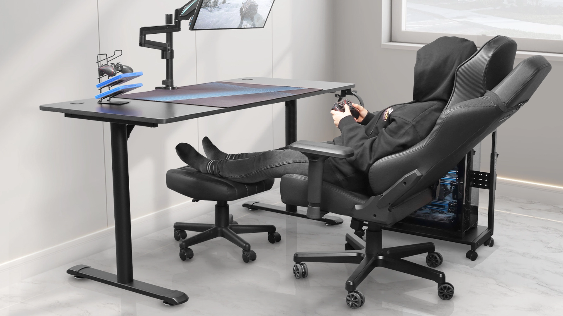EUREKA ERGONOMIC Height Adjustable Rolling Ottoman: Office Footrest