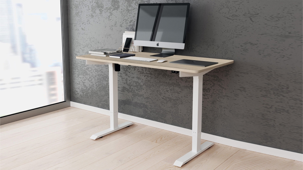 Classic Office Desk with Storage Gray - Techni Mobili