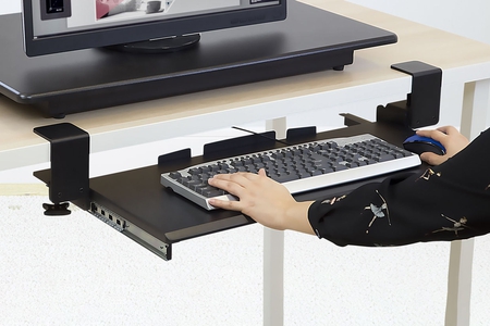 Clamp-On Adjustable Keyboard and Mouse Drawer Platform by Mount-It!