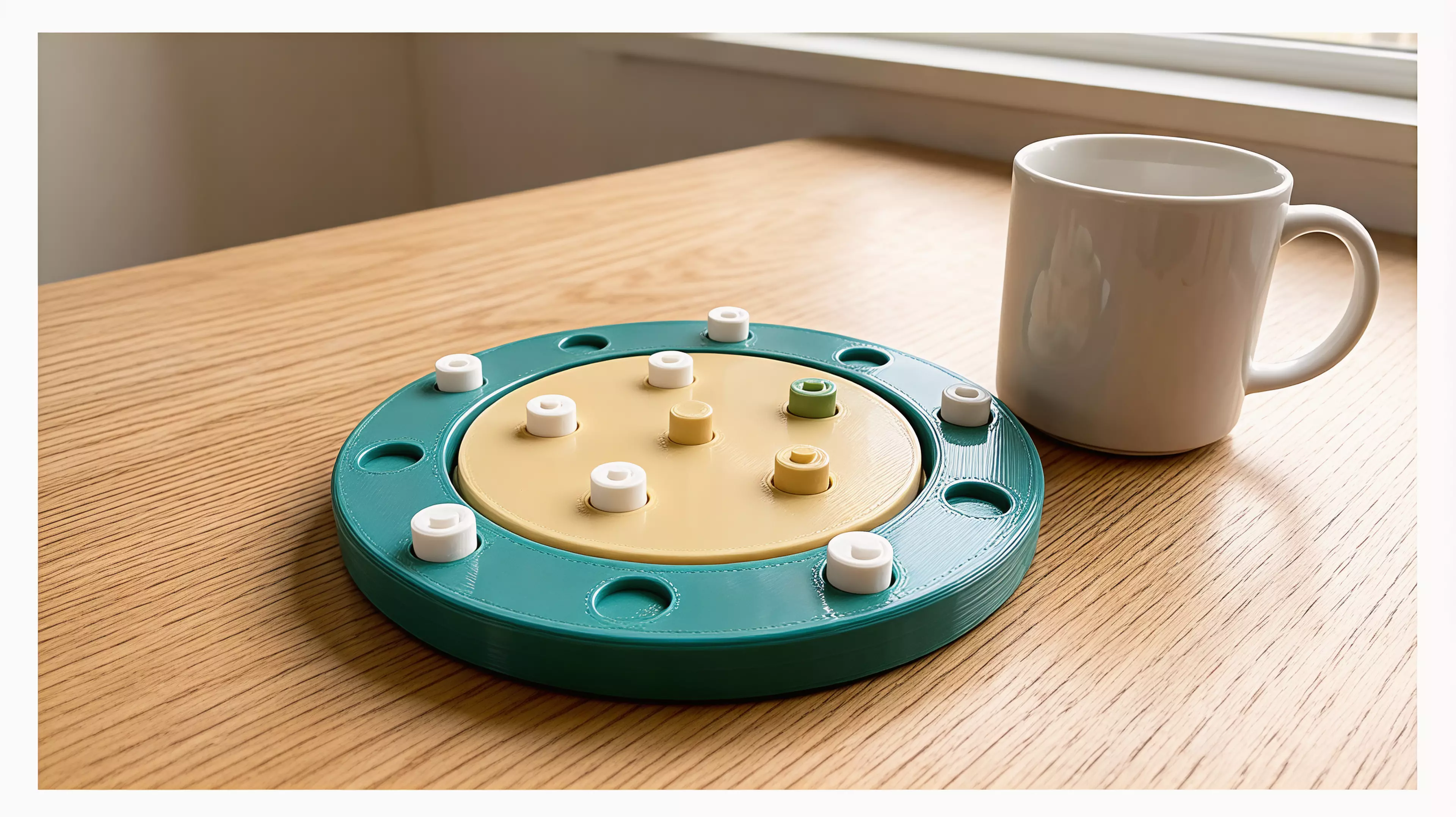 Place one of five signal stones, rotate the shared orbit, and try to hold a three-point wedge while every move reframes both players' plans. The five-job topology changes play rather than decorating it.

By Leo.