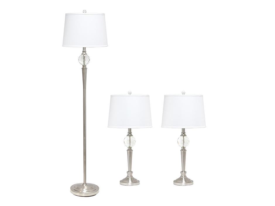 All the Rages Brushed Nickel 3 Pack Table Lamp Set