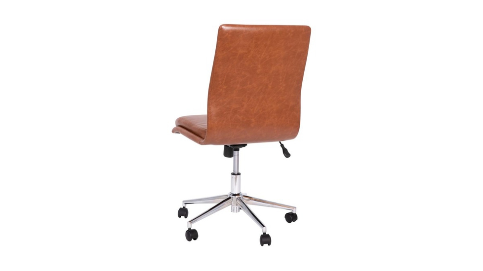Brown leather online armless office chair