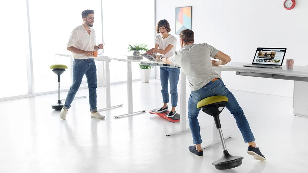 Black 2-in-1 Footrest & Ergonomic Desk Stool