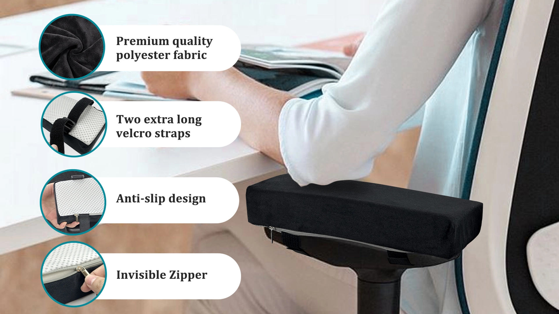 Logicfox Chair Armrest Pads: Armrest Cover Pillow