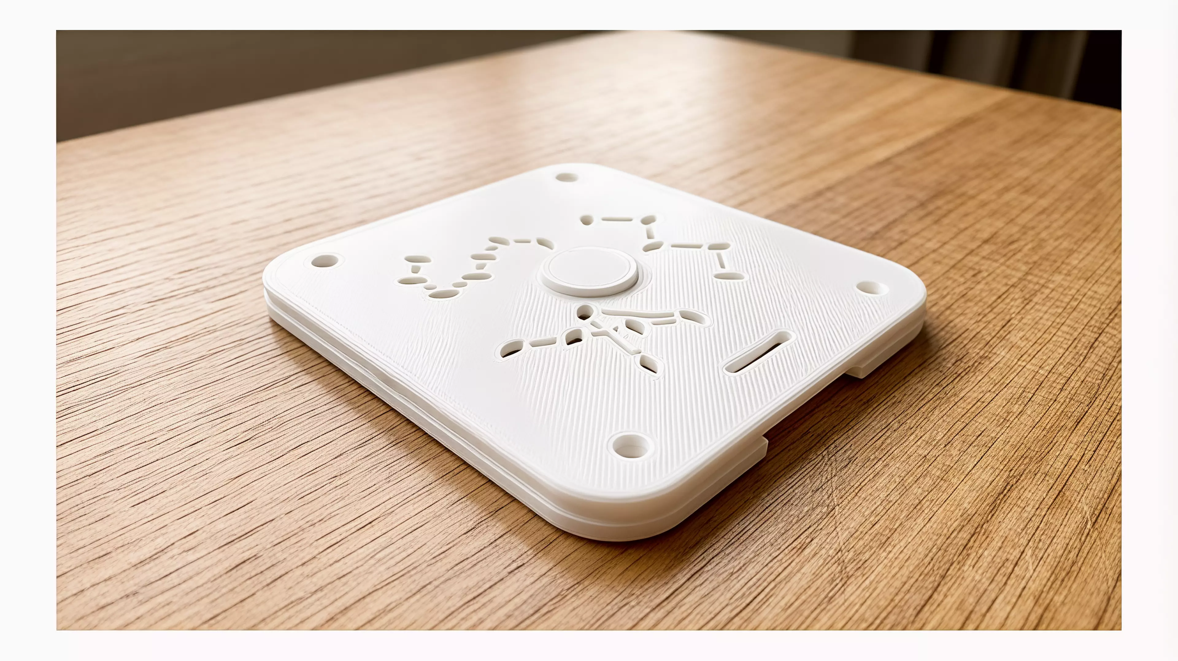 A pocket-sized, three-part ambient-light garden whose single exposed right-edge dial reveals Cassiopeia, Cygnus, and a Little Dipper reading within Ursa Minor at three indexed positions.