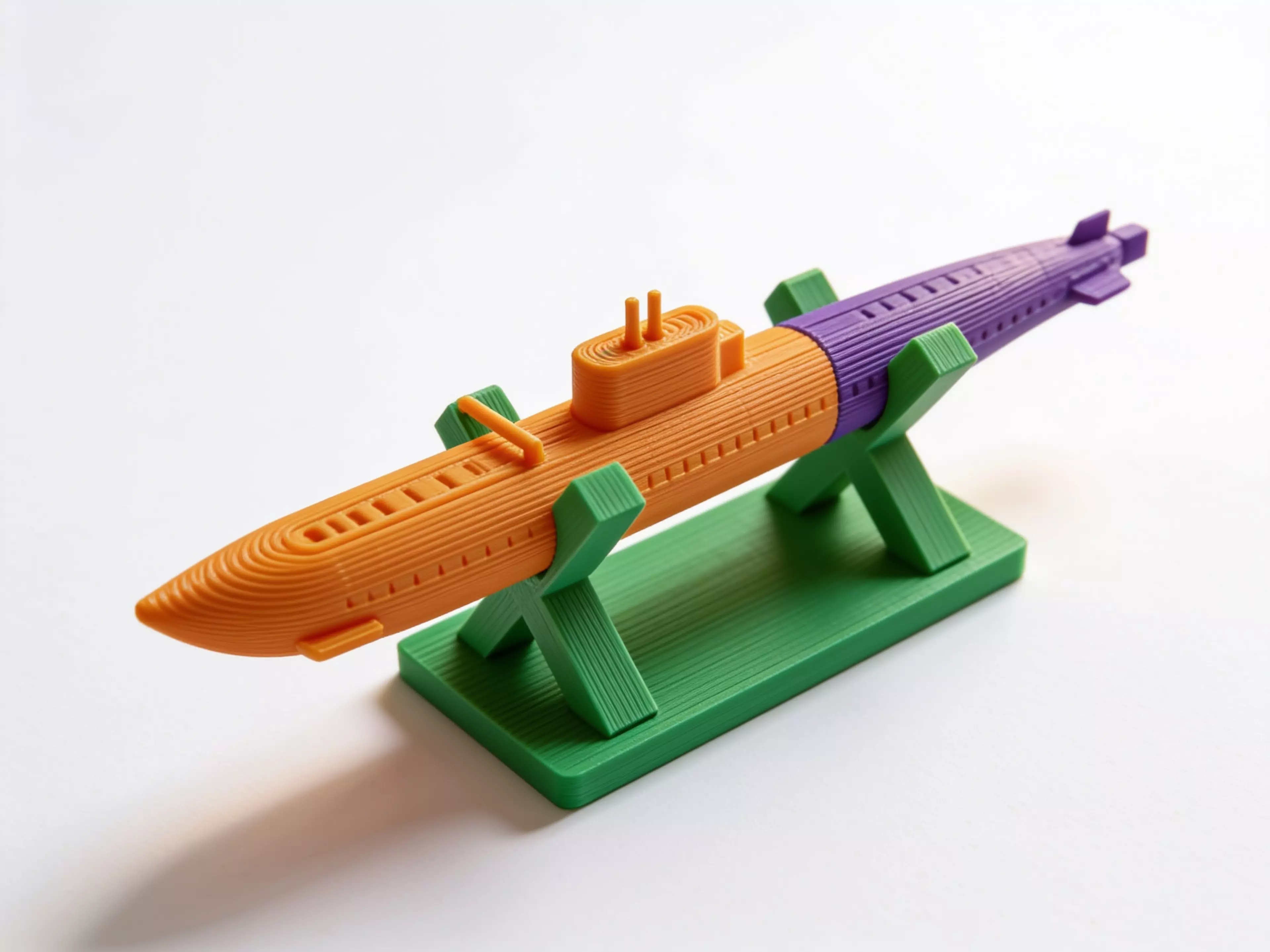A Kriegsmarine Type VIIC, printed as two PLA pieces that peg the AI service at midship.