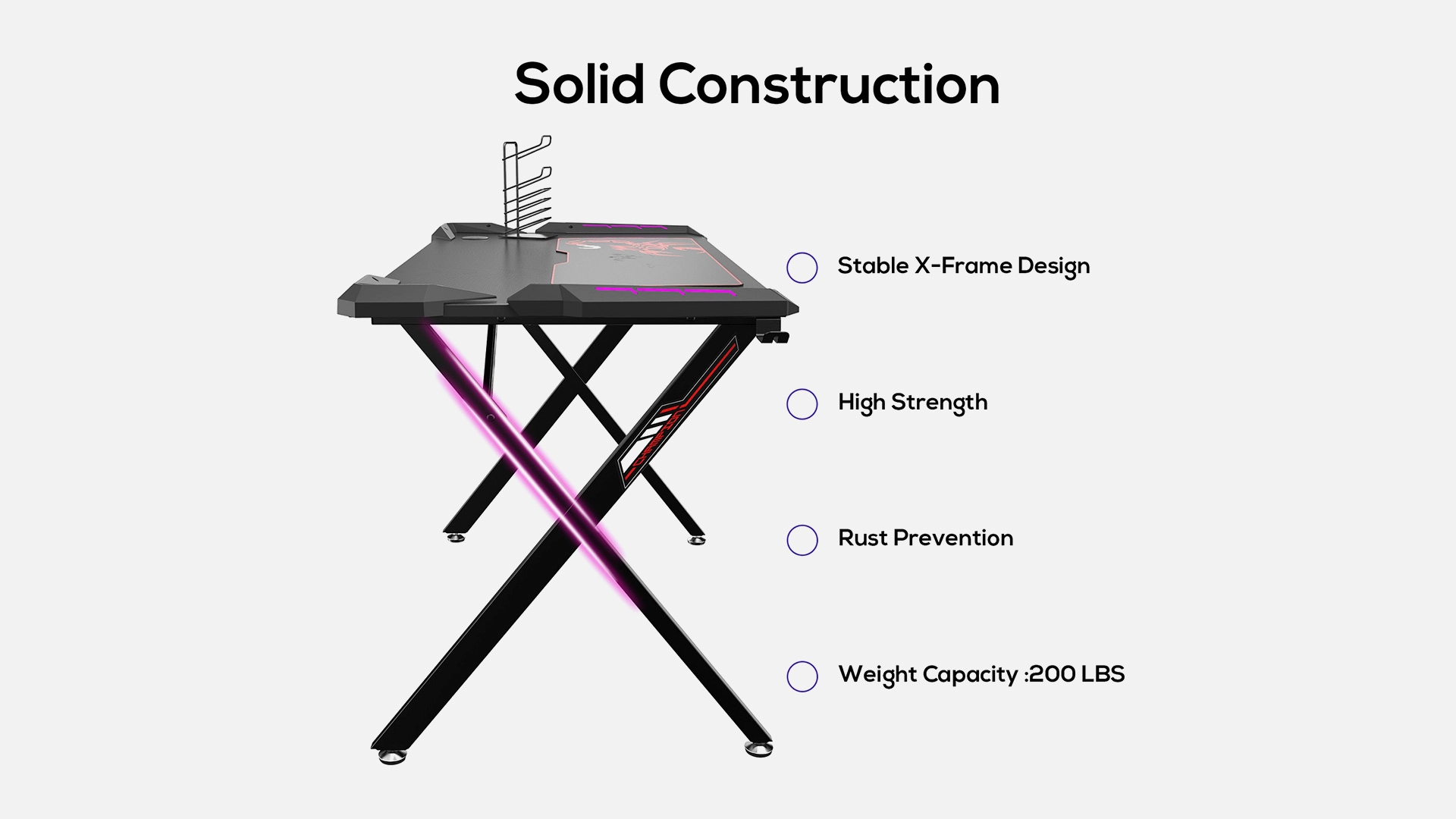 EUREKA X1S X-Shaped Gaming Desk: Additional Storage & RGB LED Lighting