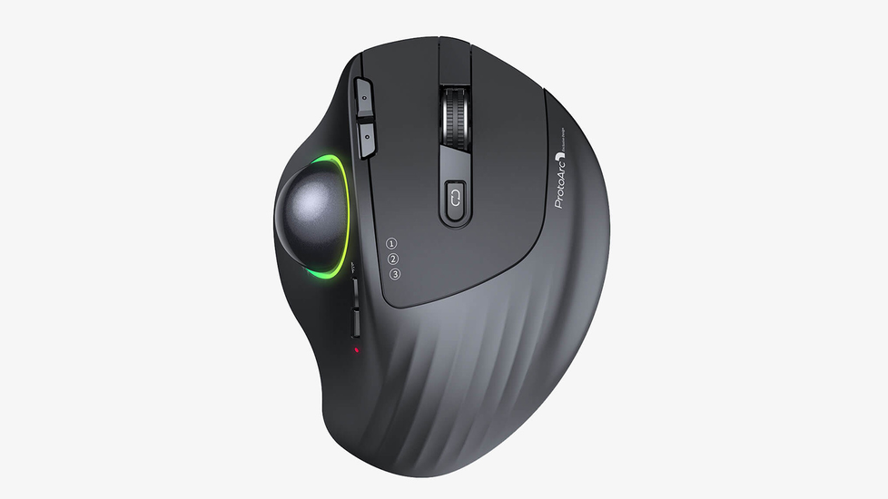 ProtoArc® EM01 Advanced Ergonomic Wireless RGB Trackball Mouse
