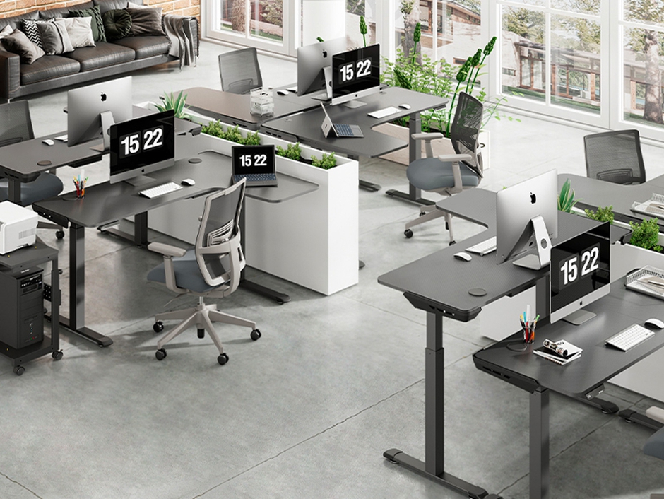 EUREKA L60 L-shaped Standing Desk: Programmable Keypad, Right-handed
