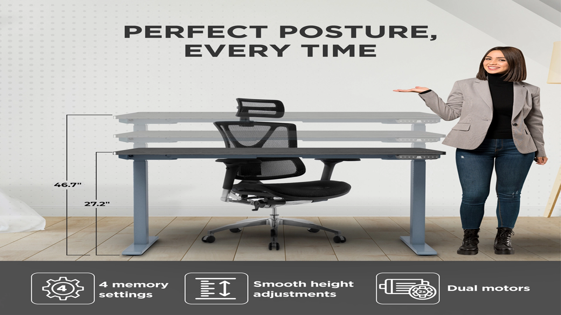 Rise UP Electric Standing Desk adjustable height desk