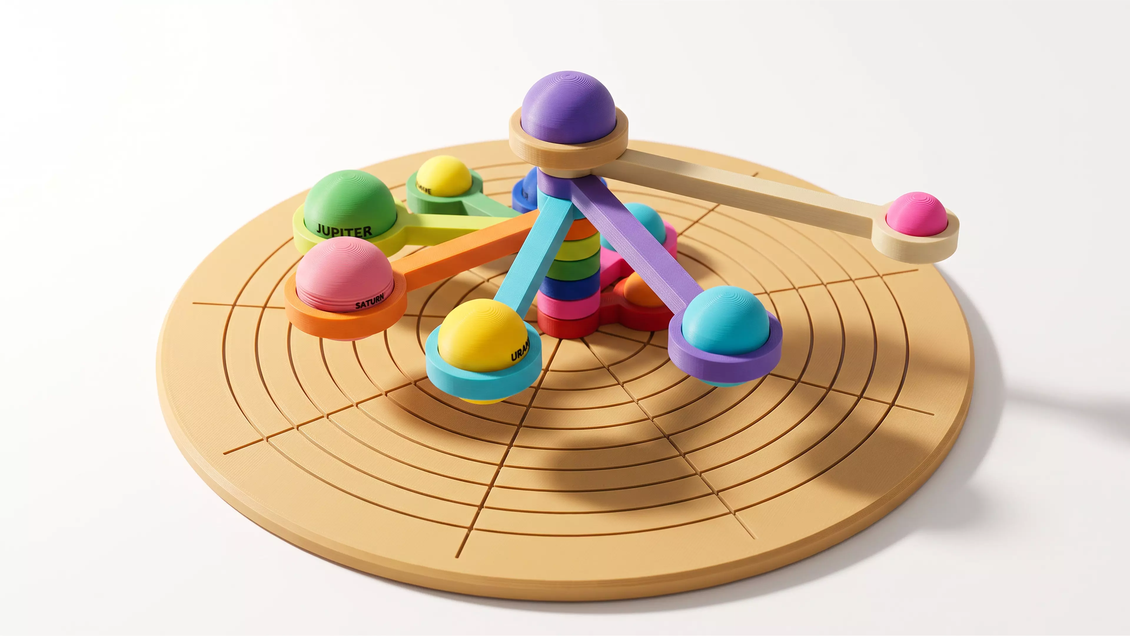 Precision Laser-Engraved Orbital Base with 10 Magnetic Planet Modules (Sun, 8 Planets & Pluto).
