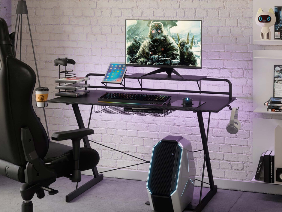 Techni Mobili TS-200 X-shaped Gaming Desk: Additional Storage