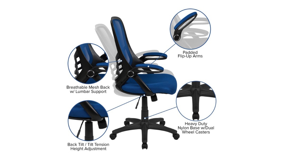 High back office chair with flip up arms store