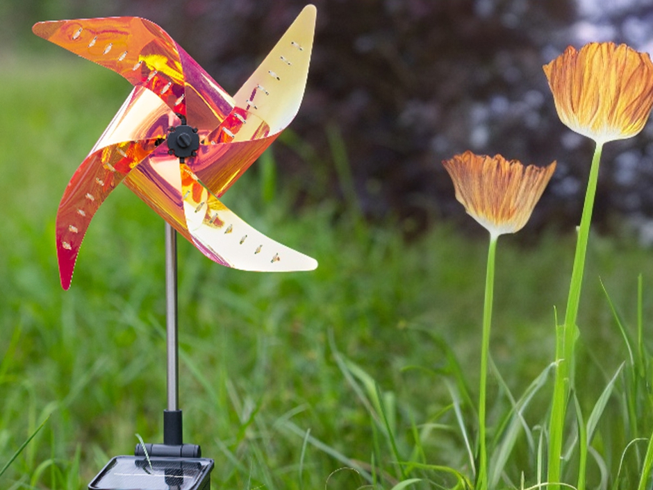 VIVZONE Windmill Garden Lights Solar Wind Spinner: Weather-Resistant
