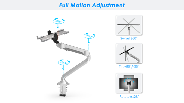 Height adjustable laptop mount arm