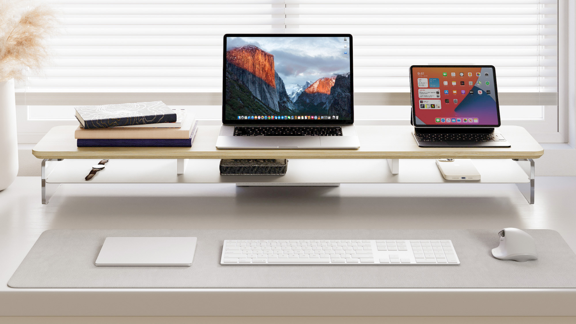 FENGE Acrylic Monitor Stand Riser with metal storage