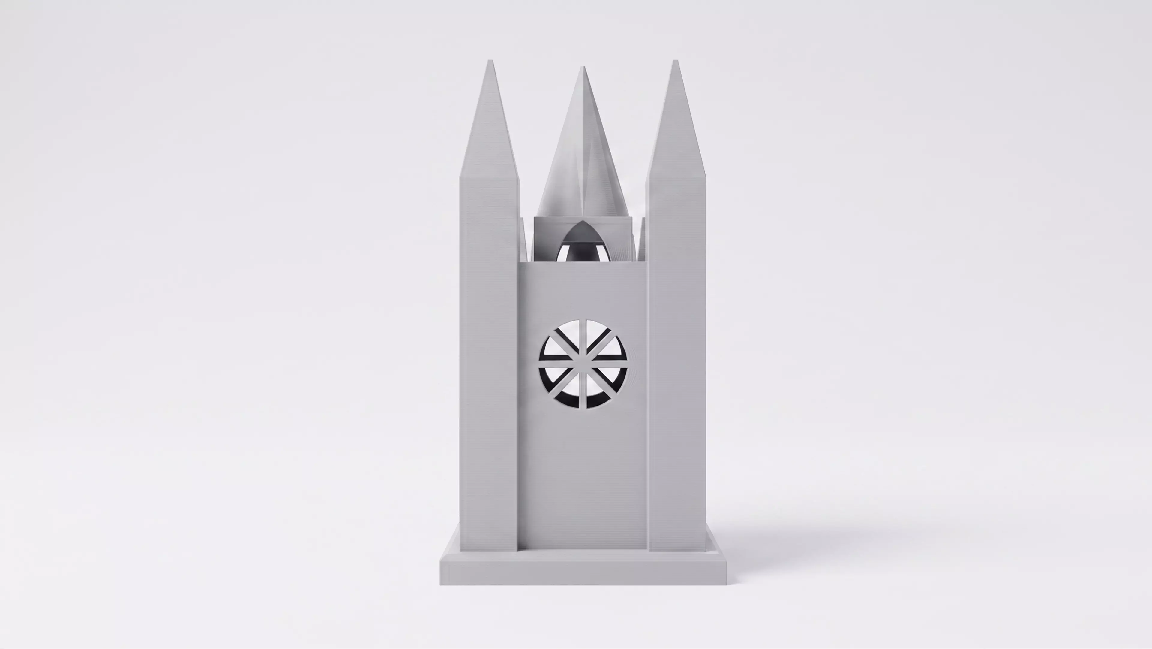 The Calibration Cathedral is a Gothic micro-cathedral that is secretly a complete FDM torture test: self-supporting pointed-arch windows, a graduated flying-buttress overhang staircase, tapered spires and pinnacles for bed adhesion and fine detail, a bridging rose window, a print-in-place captured…