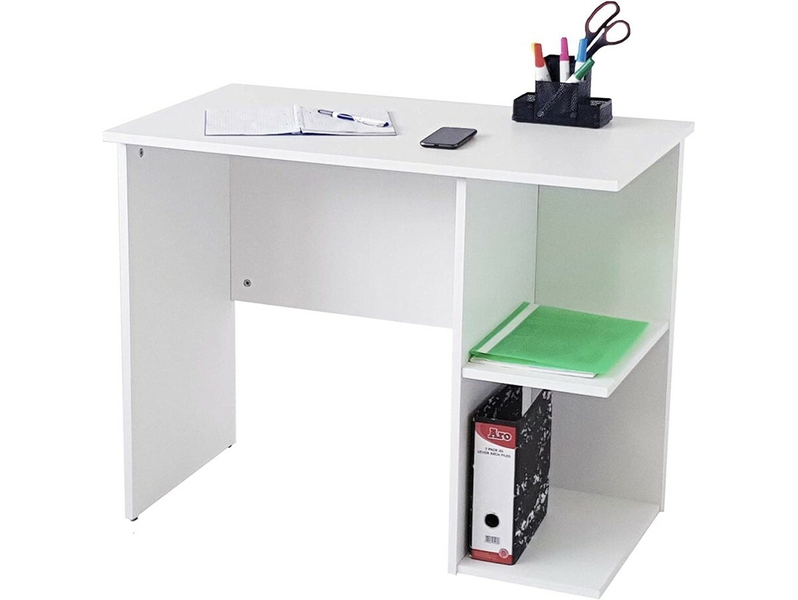 US OFFICE ELEMENTS White Computer Study Desk/PC Workstation: 2 Shelves