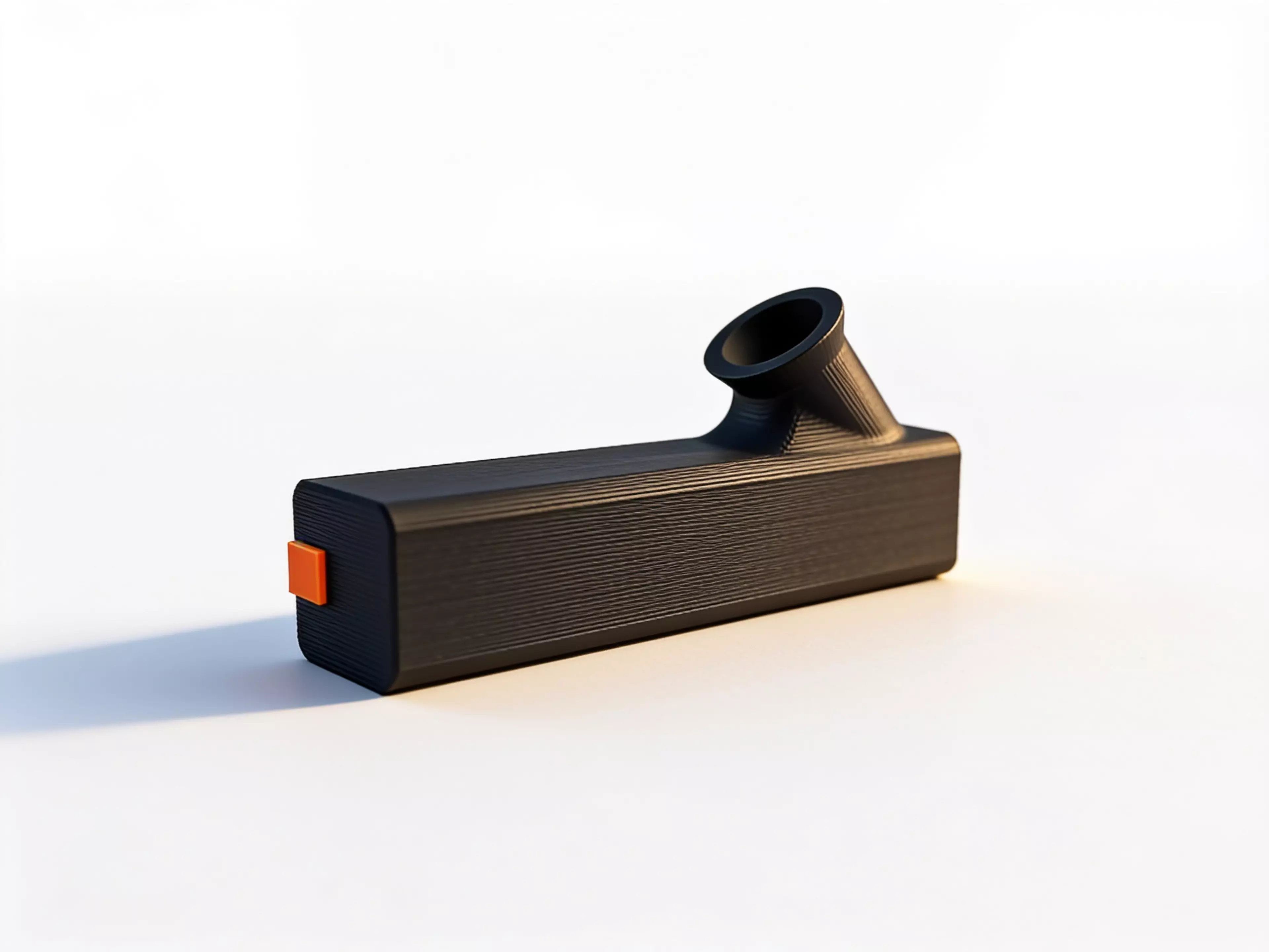 A pocket observatory for eclipse day: point it sunward, shrink the orange tab’s shadow to a dot, and a crisp solar crescent appears on the internal screen — you never look at the sun. Optics-calibrated 0.7 mm pinhole, 55° glare-hooded eyepiece, prints in one piece with zero supports in ~8.5 h. 152 × 38 × 74 mm, PLA.