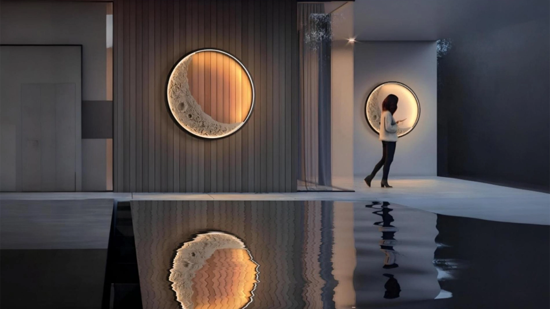 VIVZONE Moon Wall Lamp Indoor and Outdoor Lighting: 3D