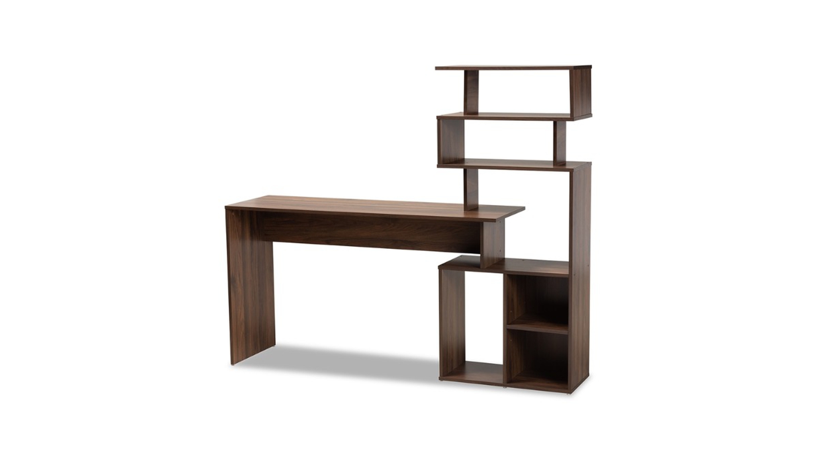 Skyline Decor Walnut Brown Wood Storage Desk Shelves