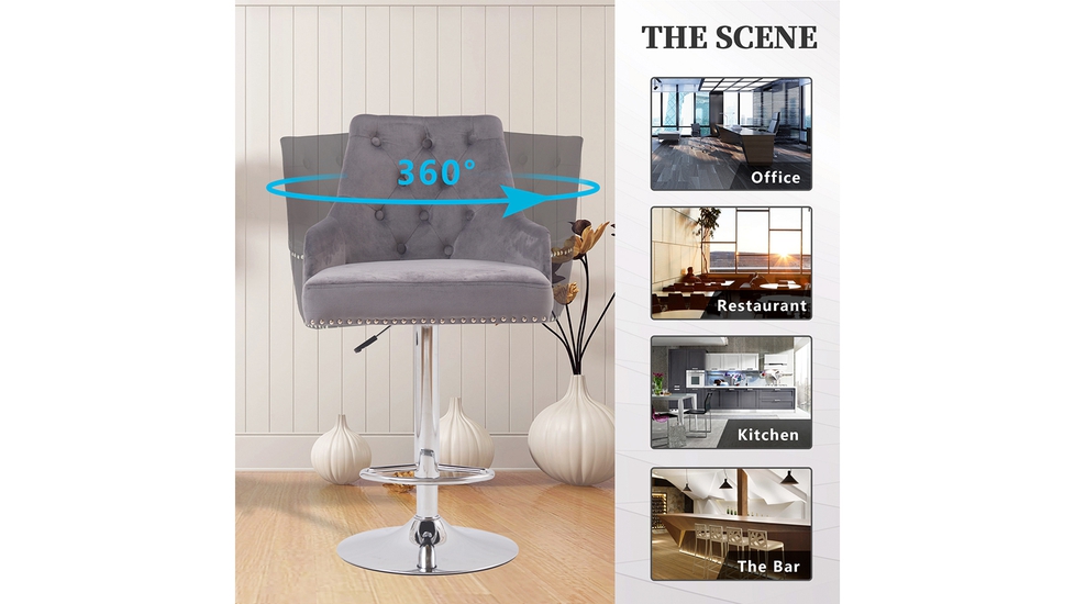 Velvet chair best sale and stool