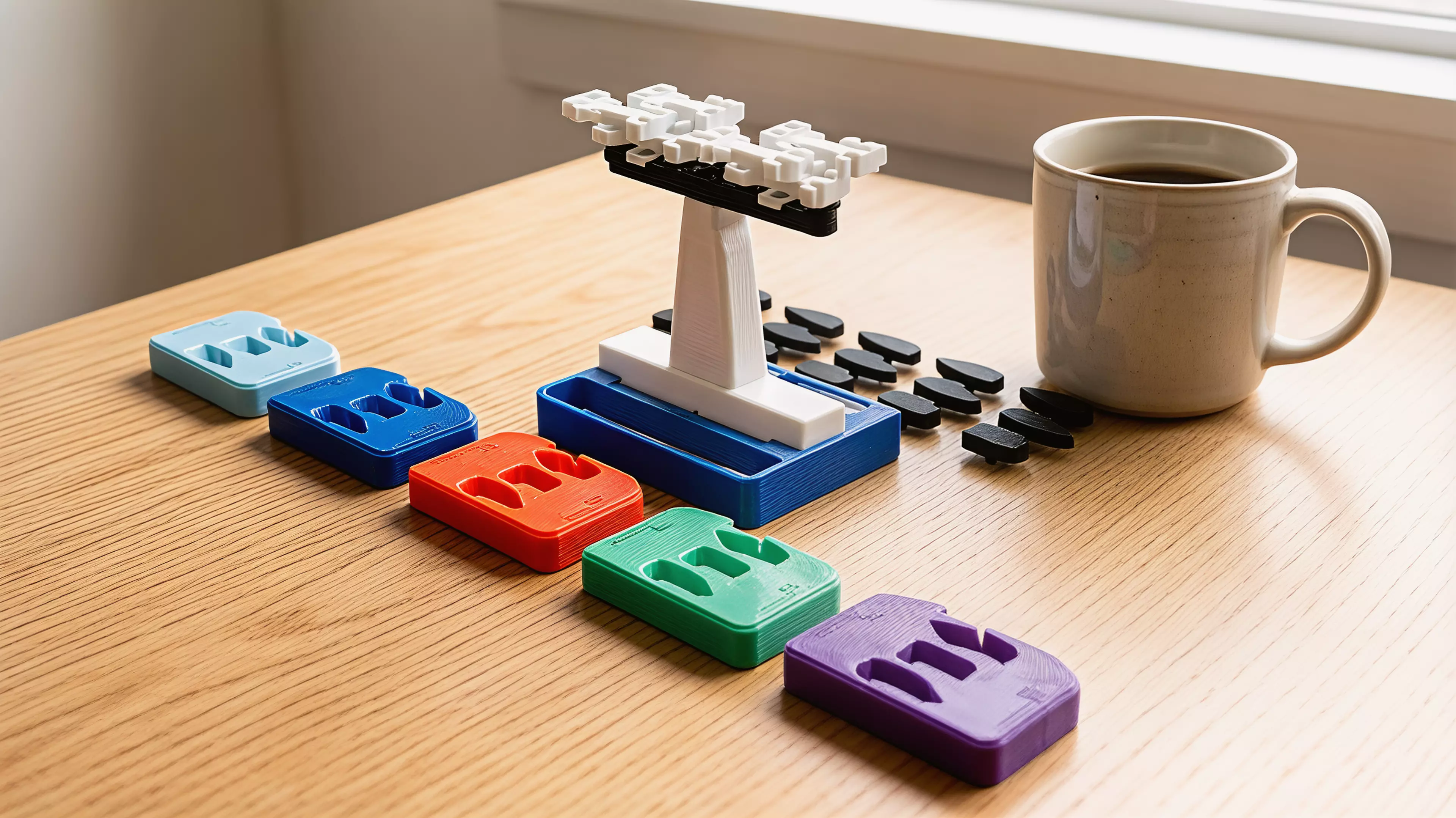 Inspired by the 9 to 5 fever: pass your work up a wobbly 3D-printed org chart, make every rival inherit the wobble, and be the first out the door at five.