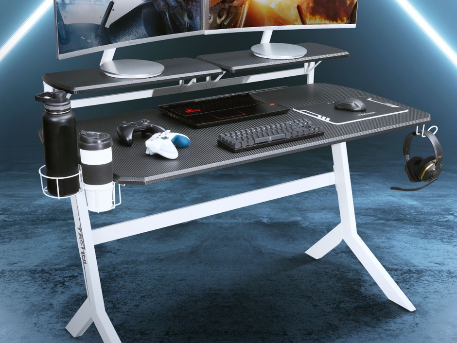 Techni Mobili White Stryker Gaming Desk