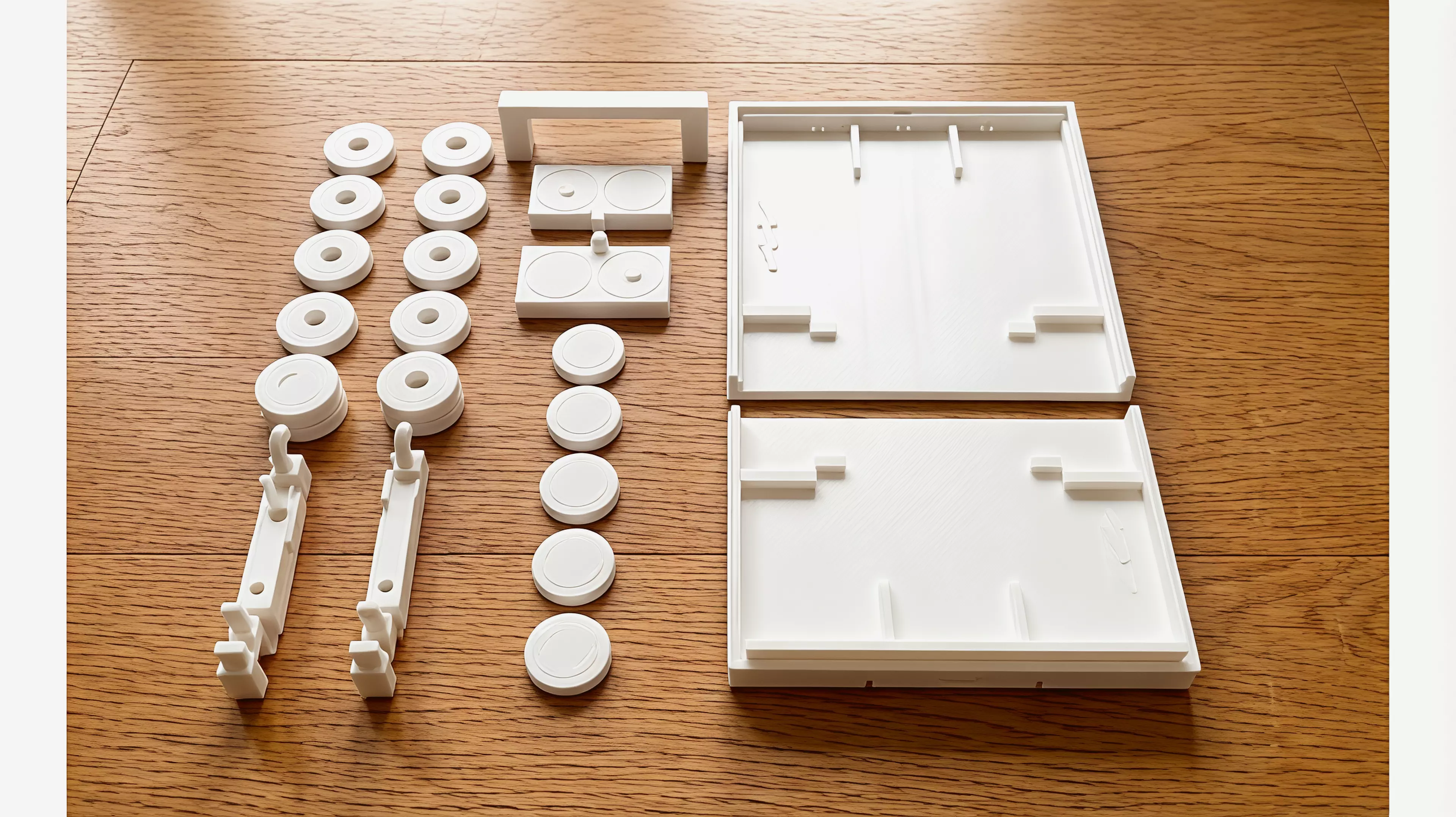 A portable, all-printed tabletop dexterity game for one or two players: pulse two gravity gates, flick a comet through both portals, and bank into pip-marked vaults across six shots.