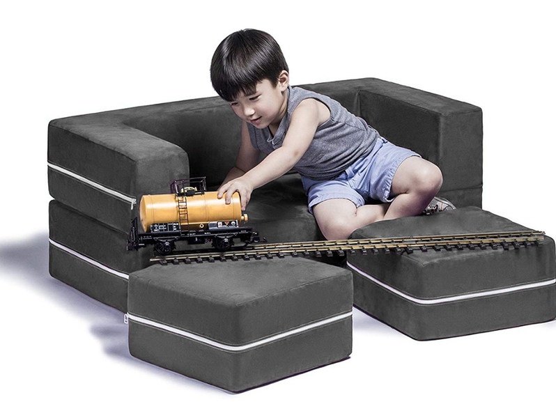 Jaxx Zipline Modular Kids Loveseat & Ottomans