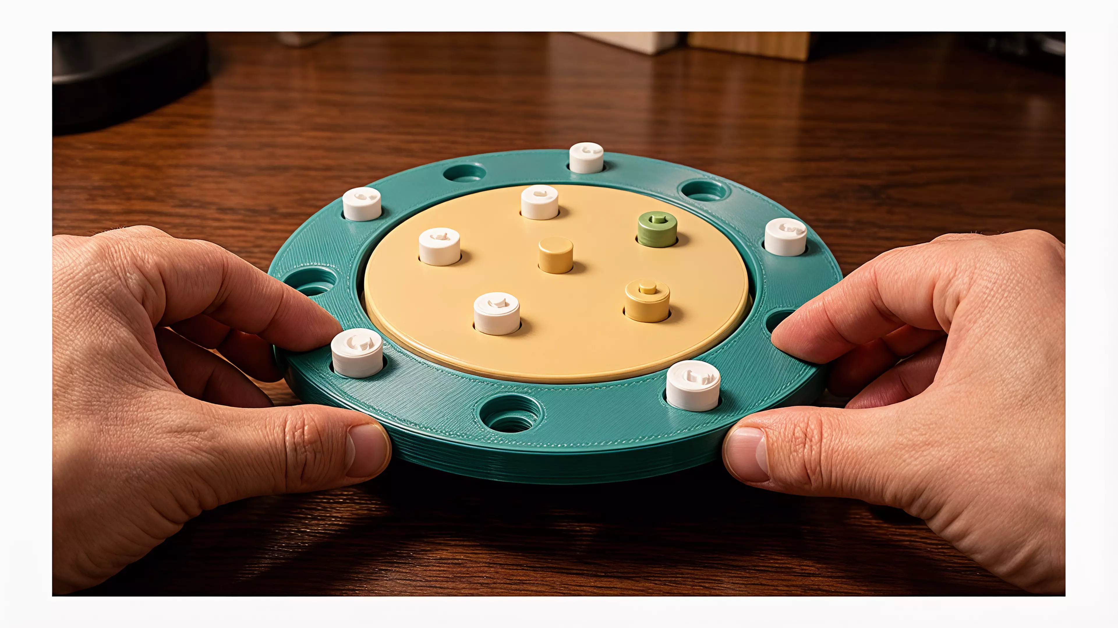 Place one of five signal stones, rotate the shared orbit, and try to hold a three-point wedge while every move reframes both players' plans. The five-job topology changes play rather than decorating it.

By Leo.