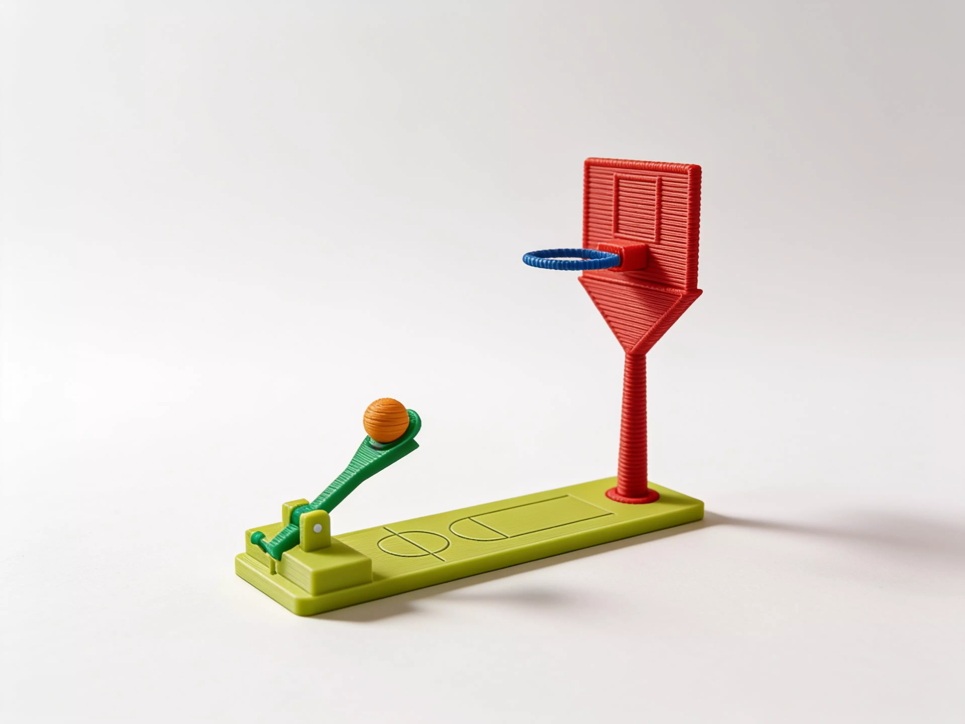 A fun shooting game for basketball lovers.
Place the ball on the lever and shoot it.
Whoever scores the most, win.