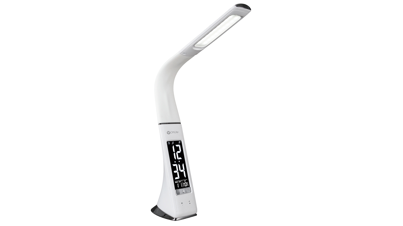 OttLite Thrive LED Sanitizing Desk Lamp with Clock and USB Charging