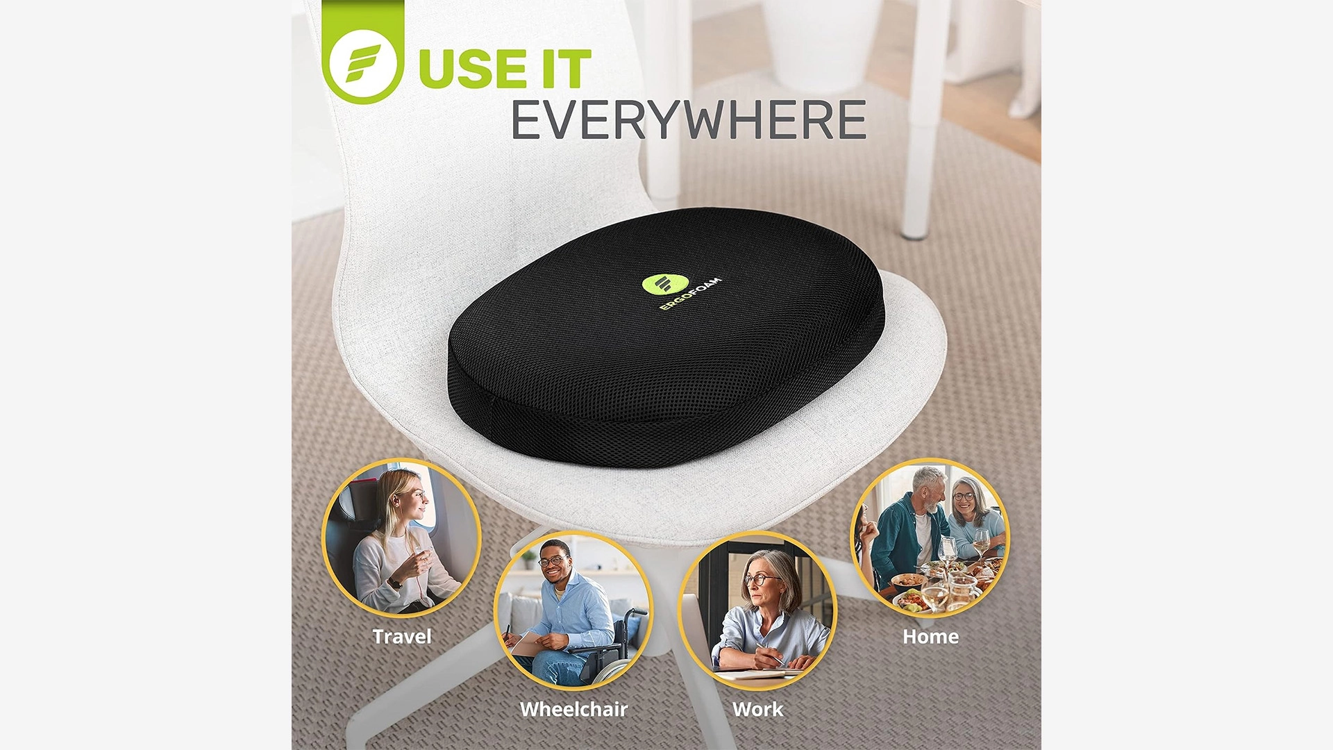 ErgoFoam Orthopedic Donut Pillow for Tailbone Pain