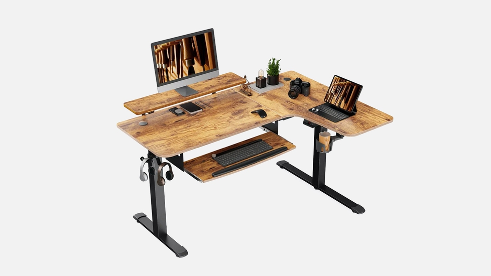 EUREKA ERGONOMIC L60 L-shaped Standing Desk: Key board tray - Autonomous.ai