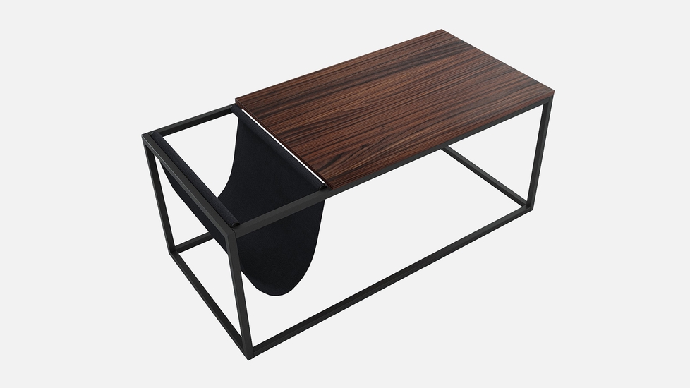 VIFAH Riley Indoor  Walnut Sofa Table with Metal Frame & Canvas Hanger - Autonomous.ai