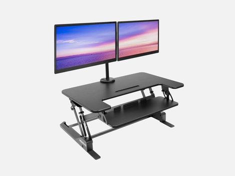 Mount-It! Sit-Stand Desk Converter with Dual Monitor Mount