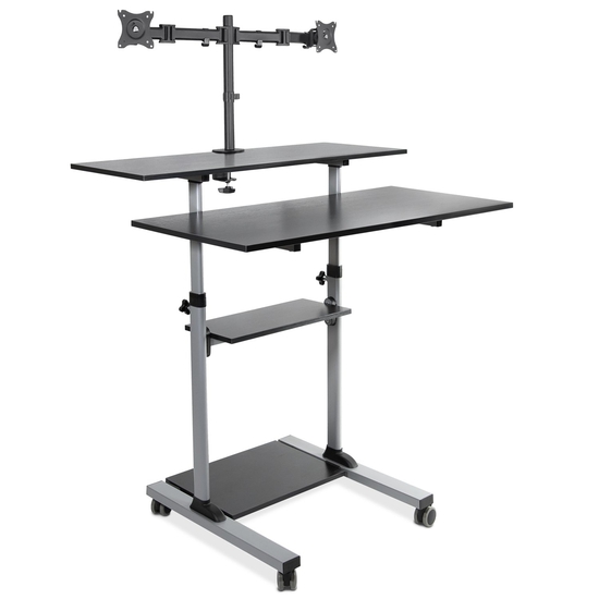 Large Height Adjustable Rolling Stand up Desk with Monitor Mount by Mount-It! - Autonomous.ai